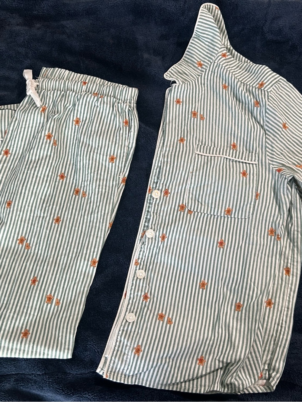 Wondershop Blue & White Striped Pajama Set with Orange Dot Accents